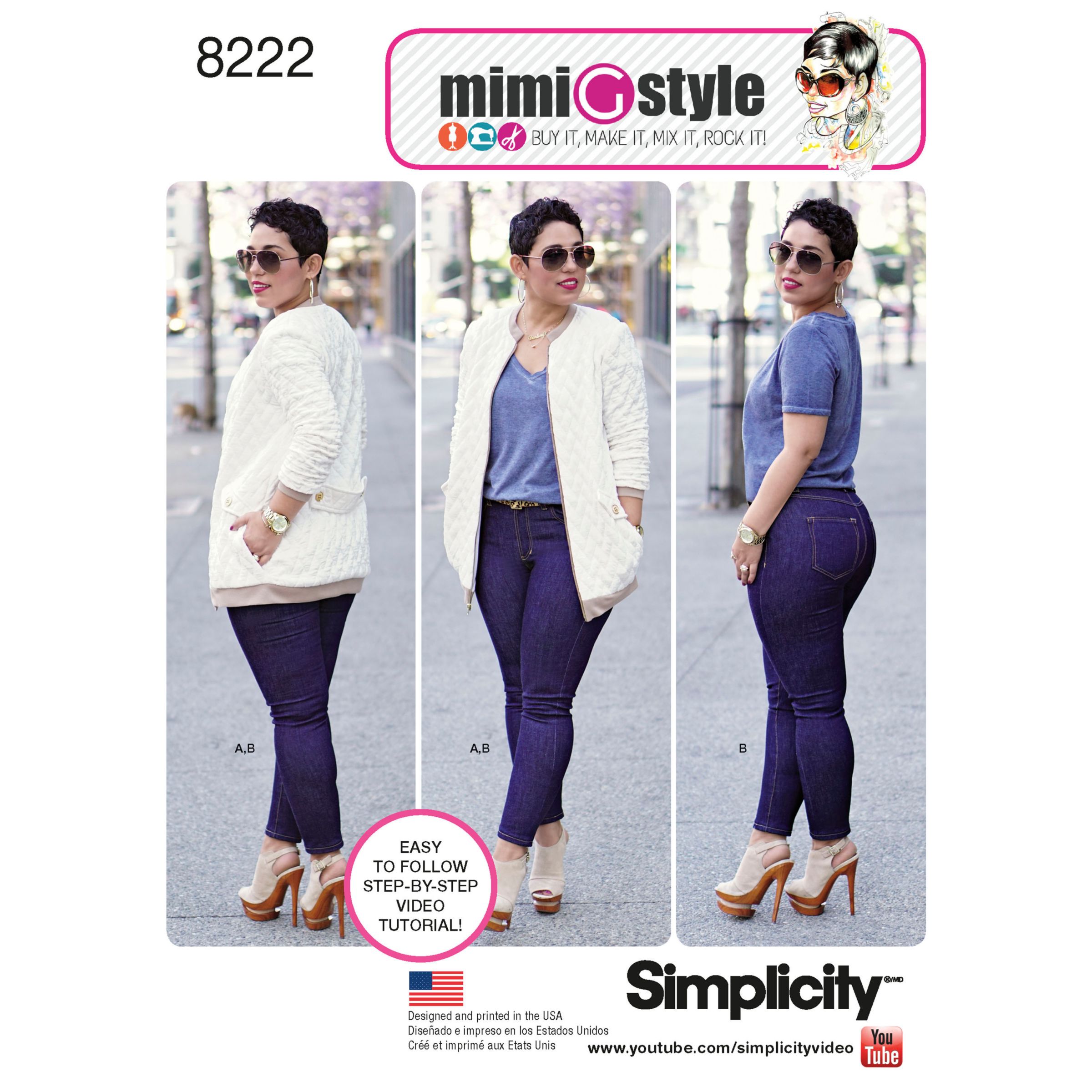 Simplicity Mimi G Style Women's Jacket and Jeans Sewing Pattern, 8222