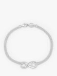 Dower & Hall Sterling Silver Entwined Infinity Bracelet, Silver