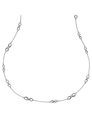 Dower & Hall Sterling Silver Entwined Long Infinity Necklace, Silver