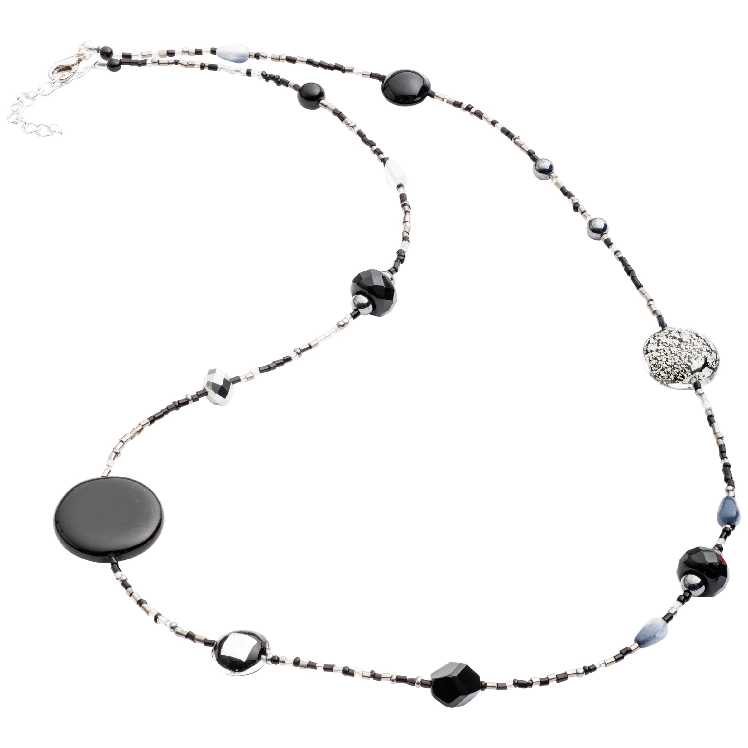 Martick Galaxy Murano Glass and Crystal Long Necklace, Charcoal/Silver