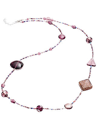 Martick Galaxy Murano Glass and Crystal Long Necklace, Plum