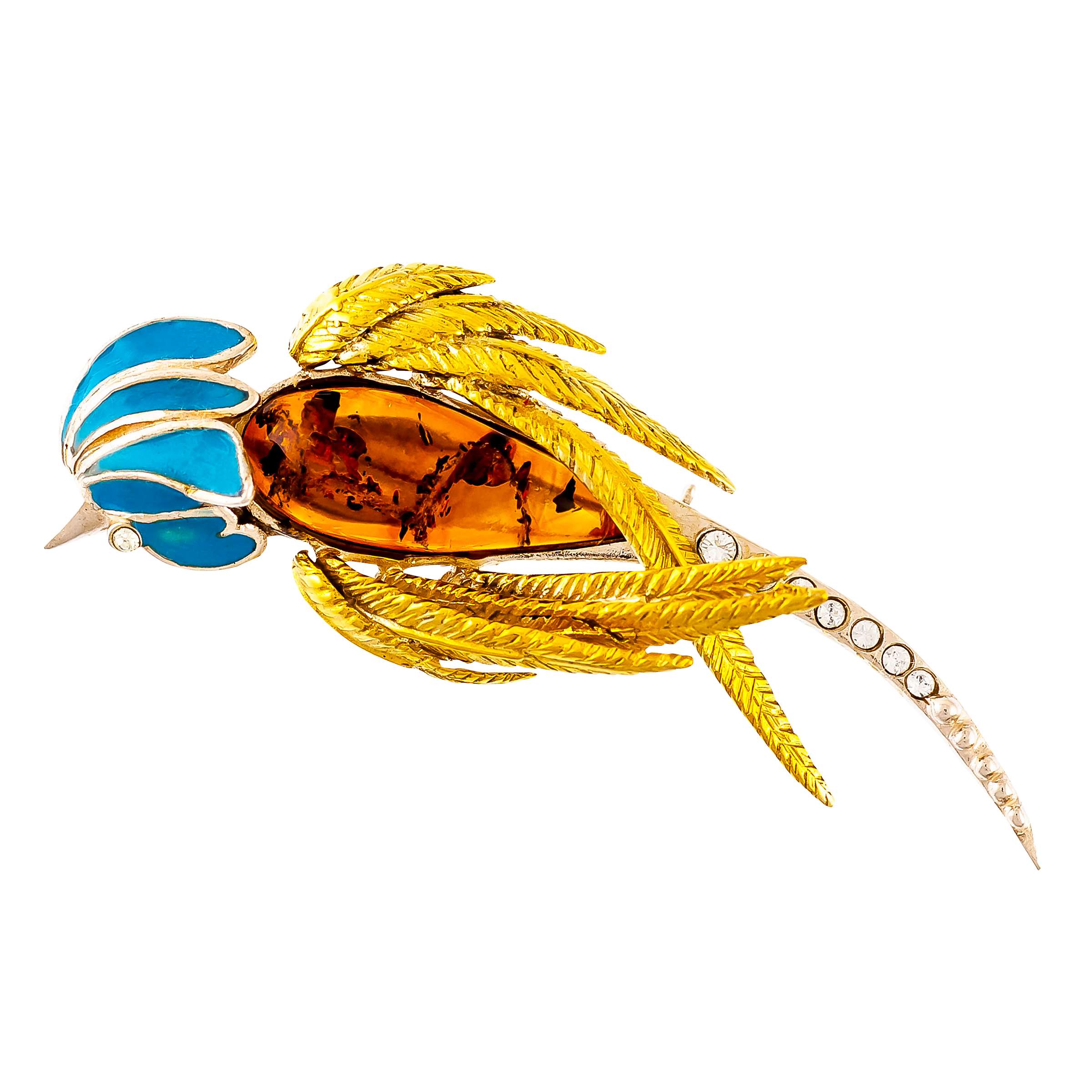 Buy Be-Jewelled Gold Vermeil Amber Parrot Brooch, Orange/Blue Online at johnlewis.com