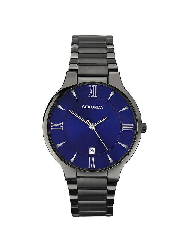 Sekonda Men's Date Bracelet Strap Watch, Gunmetal/Indigo 1140.00