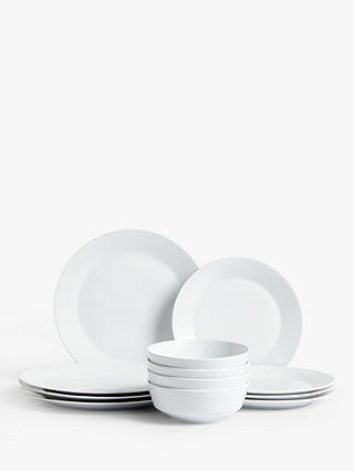 Design Project by John Lewis Porcelain Rimmed Dinnerware Set, 12 Piece, White