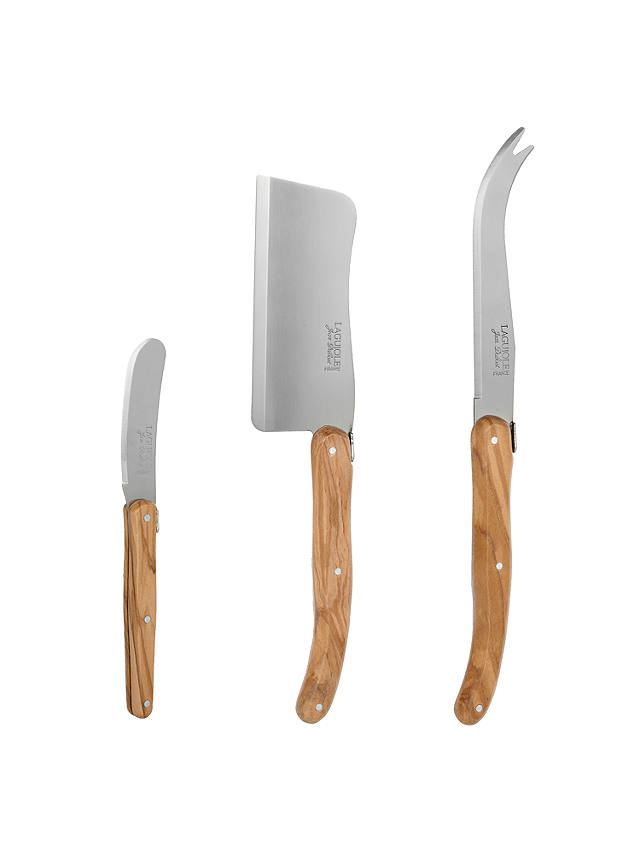 Laguiole Olive Wood Cheese Set, 3 Pieces