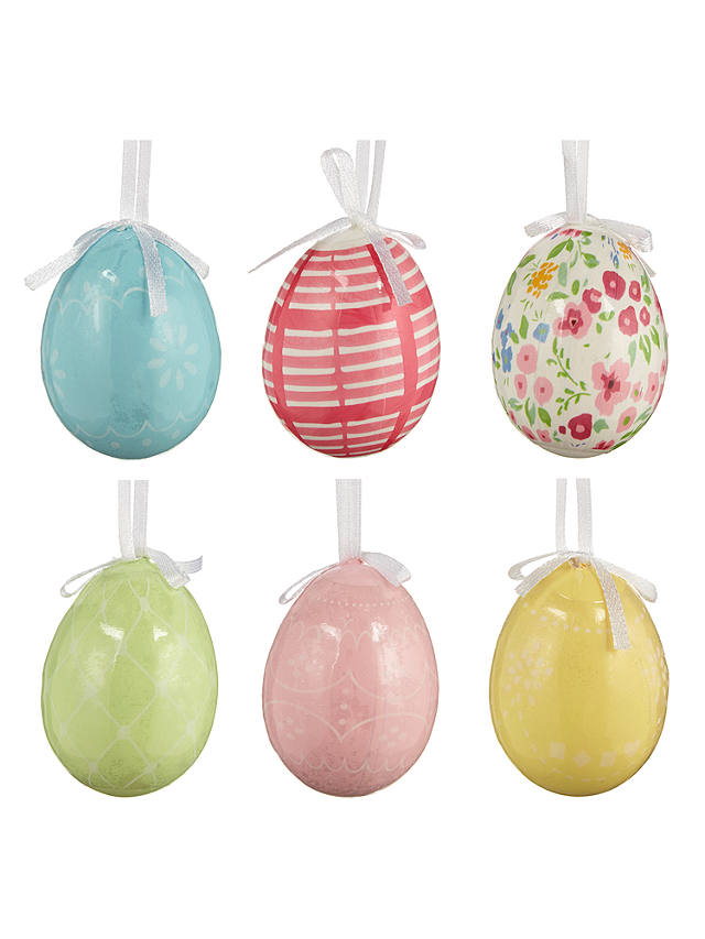 Pack Of Six Carousel Home and Gifts Delicate Decorative Glass Easter Eggs Hanging Baubles