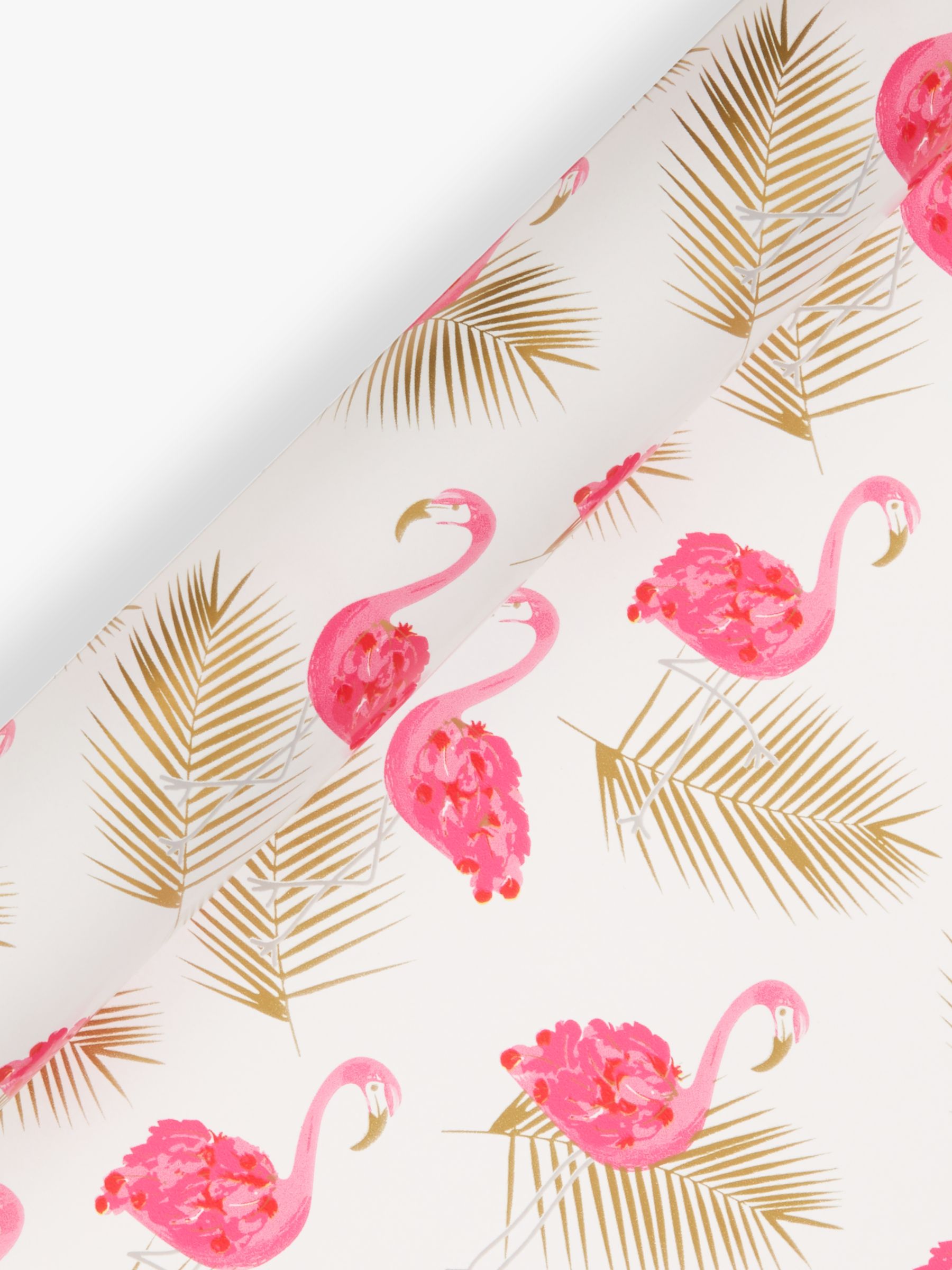 Buy John Lewis Flamingo Gift Wrap, 3m, Pink/Gold | John Lewis
