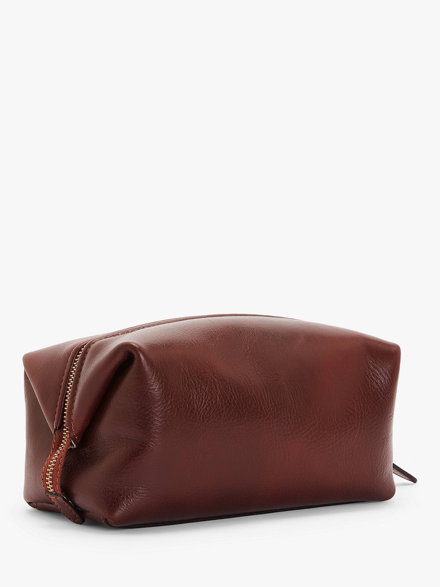 John Lewis & Partners Made in Italy Leather Wash Bag, Brown at John ...