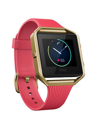 Fitbit Blaze Gunmetal Wireless Activity and Sleep Tracking Smart Fitness Watch, Large, Pink/Gold