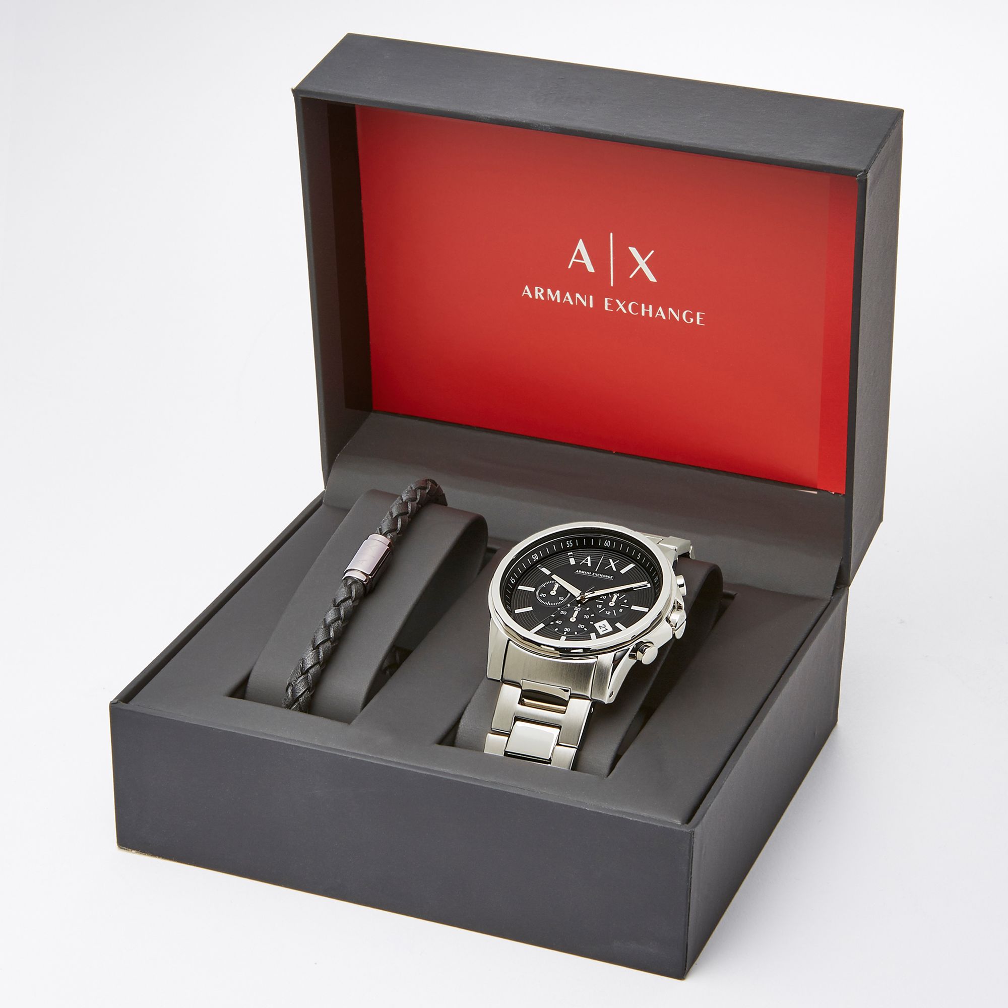 armani exchange watch set date