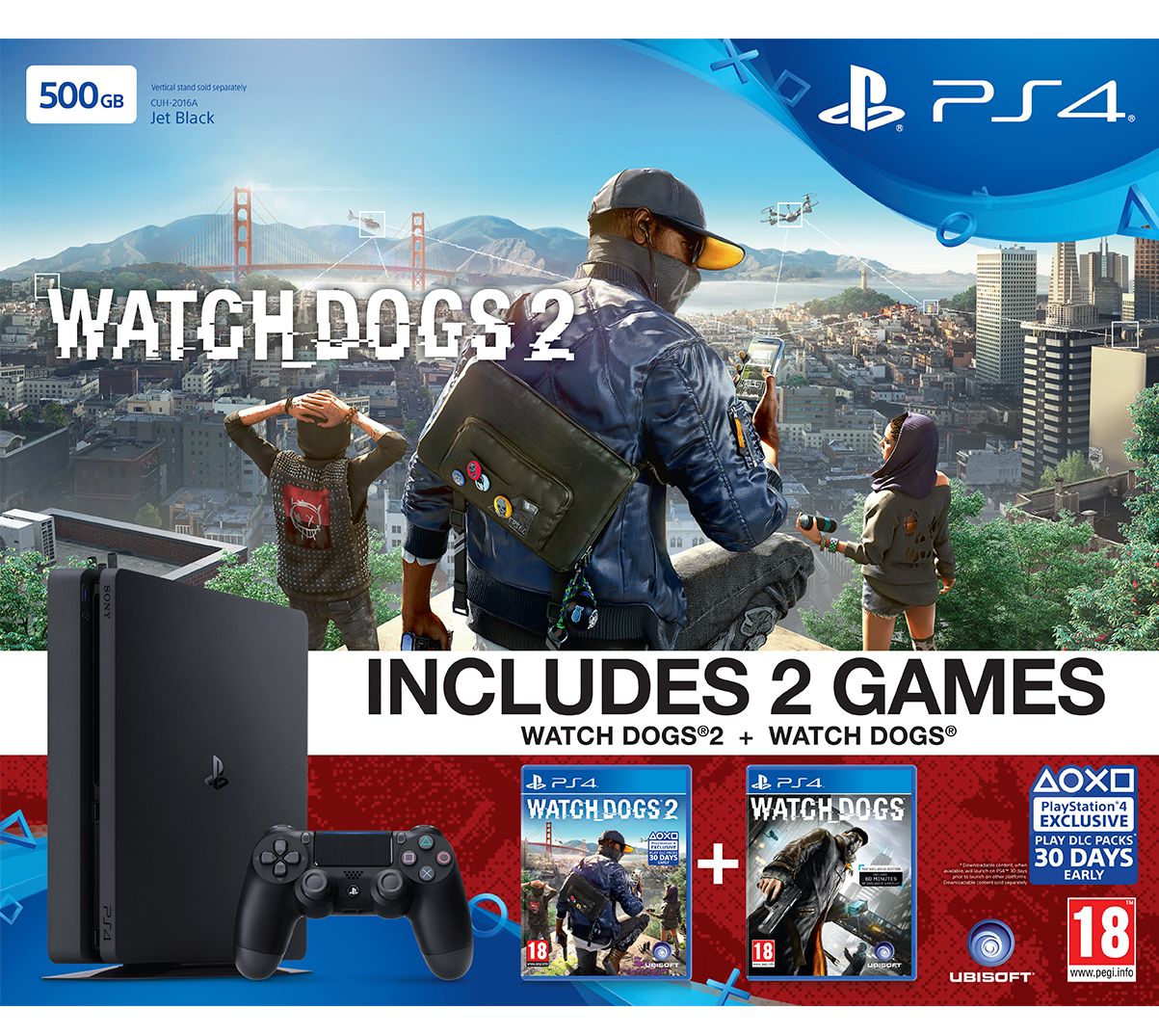 New Sony Playstation 4 Slim Console 500gb With Watch Dogs 2 Watch Dogs Games At John Lewis Partners
