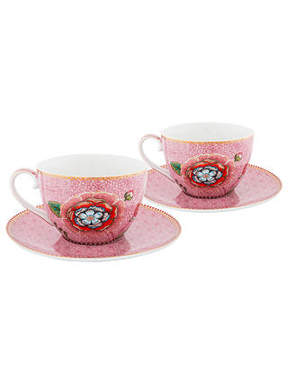 PiP Studio Spring to Life Cup and Saucer, Set of 2, Pink