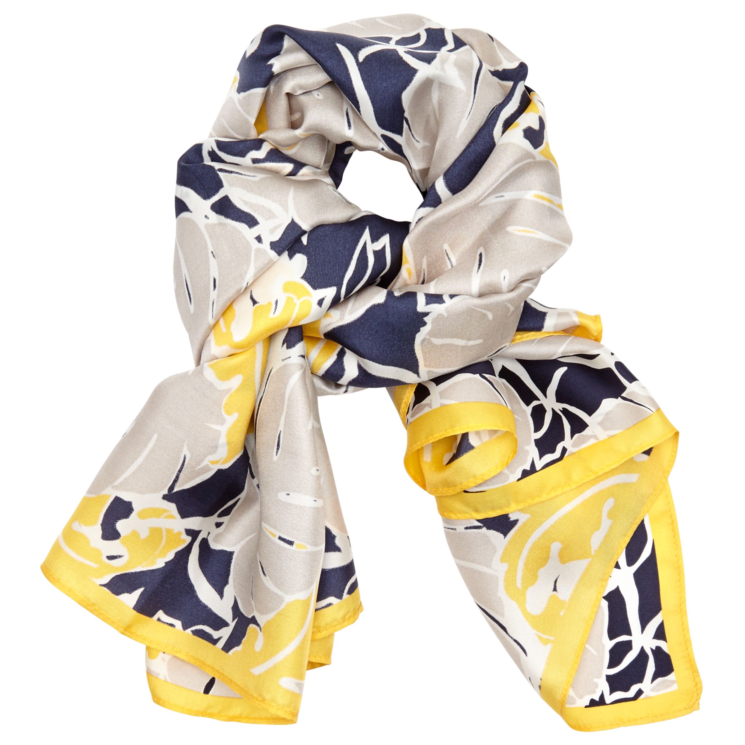 Buy John Lewis Silk Tropical Cut Out Square Scarf, Navy/Multi | John Lewis