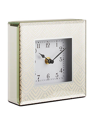 John Lewis & Partners Jazz Glass Square Mantel Clock, Gold