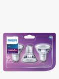 Philips 3.5W GU10 LED Non-Dimmable Light Bulbs, Pack of 3, Clear
