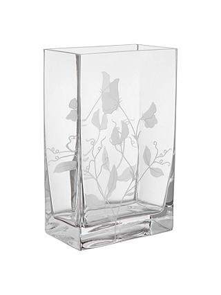 John Lewis & Partners Sweet Pea Cube Vase, H21cm, Clear