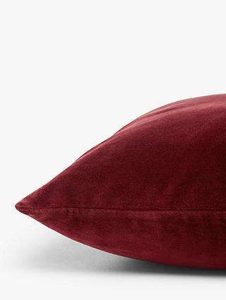 John Lewis & Partners Cotton Velvet Cushion, Claret