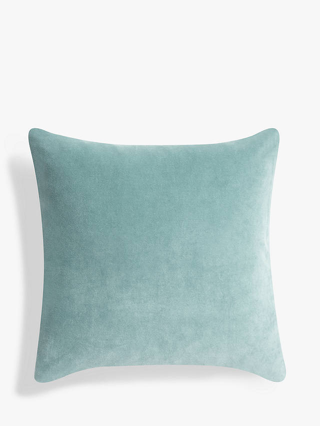 John Lewis & Partners Cotton Velvet Cushion, Duck Egg