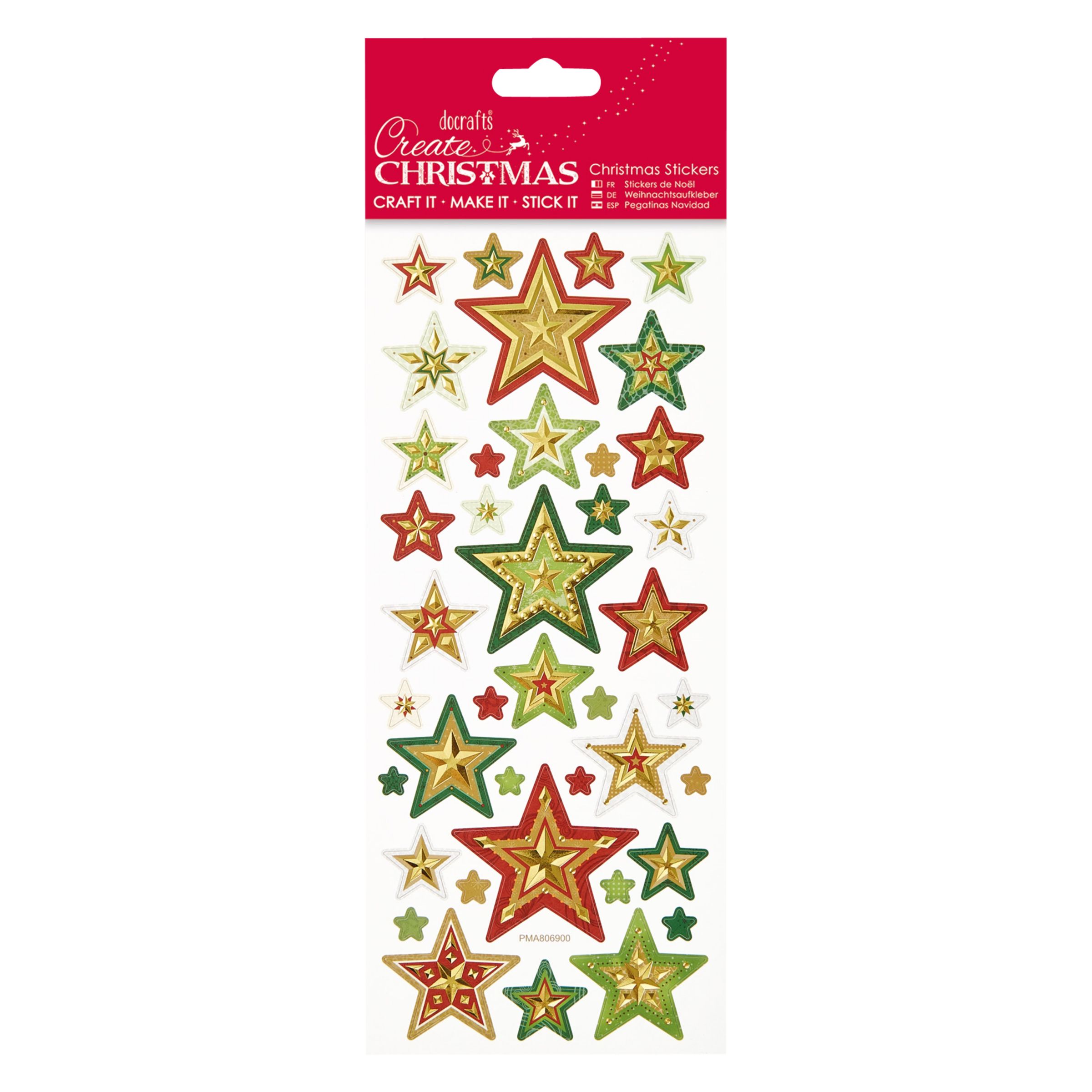 Download Docrafts Foiled And Embossed Star Christmas Stickers Green Gold At John Lewis Partners PSD Mockup Templates