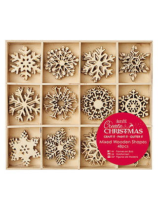Docrafts Mixed Wooden Snowflake Shapes, Pack of 48, Brown