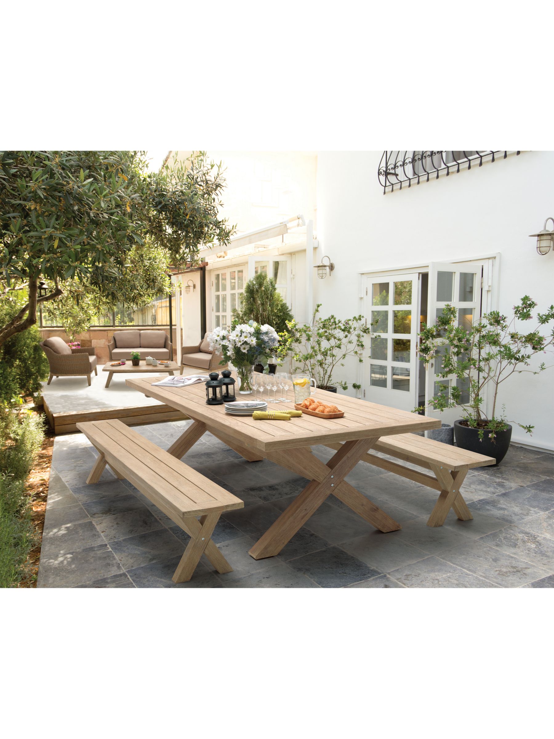 KETTLER Cora 8 Seater Rectangular Garden Dining Table, FSC-Certified (Acacia Wood), White Wash