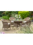 KETTLER RHS Harlow Carr 4 Seater Round Garden Dining Table and Chairs Set, Natural