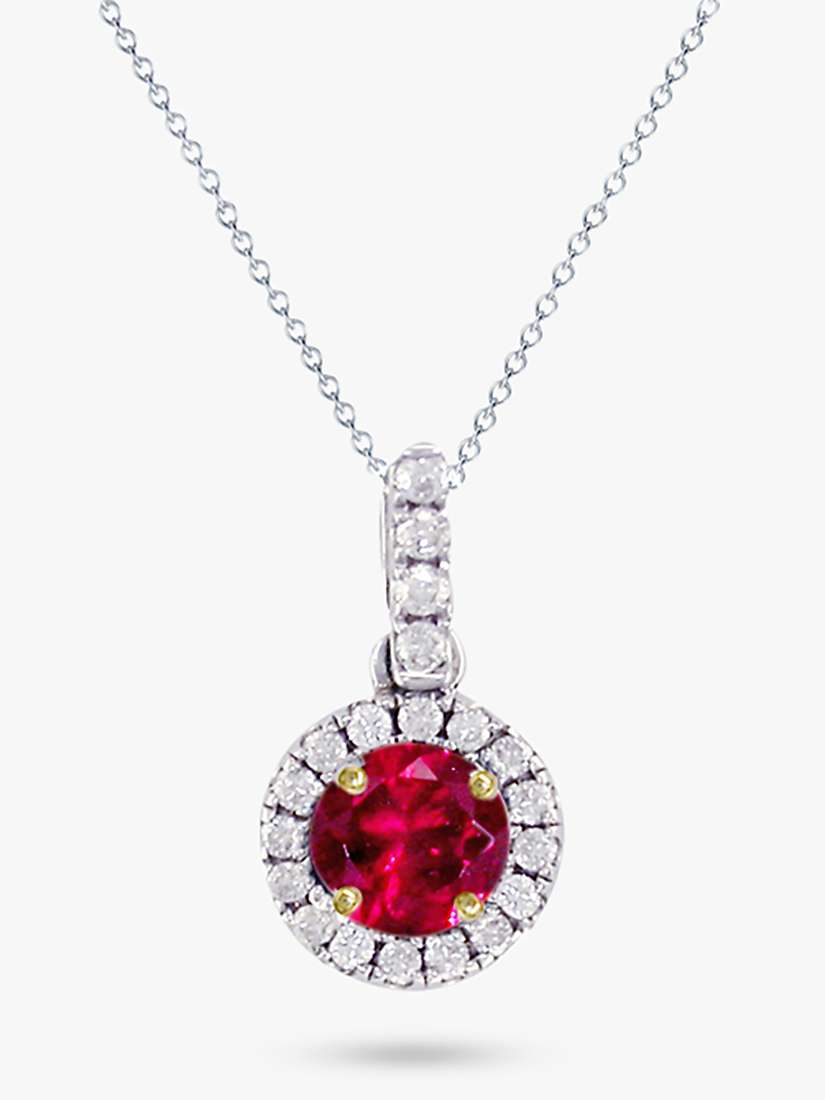 Buy E.W Adams 18ct White Gold Ruby and Diamond Pendant Necklace Online at johnlewis.com