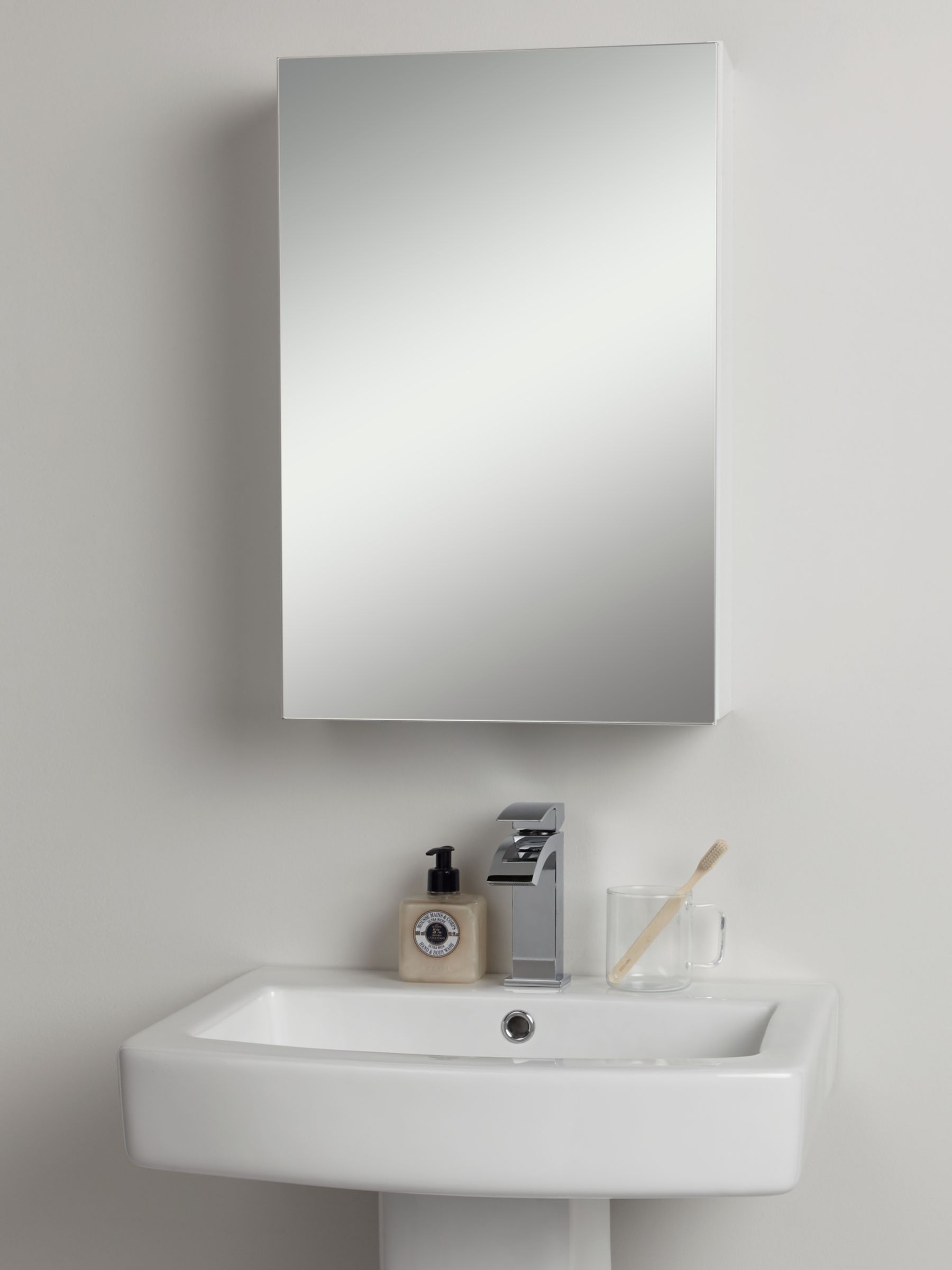 John Lewis Partners Single Mirrored Bathroom Cabinet White At