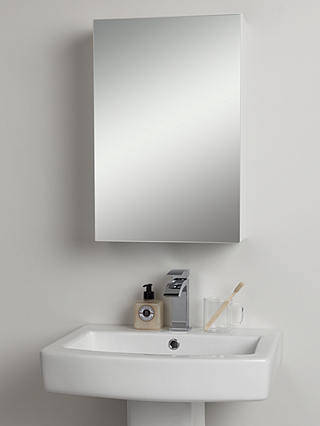 John Lewis & Partners Single Mirrored Bathroom Cabinet, White