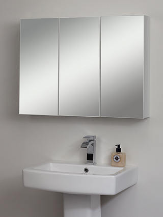 John Lewis & Partners Triple Mirrored Bathroom Cabinet, White
