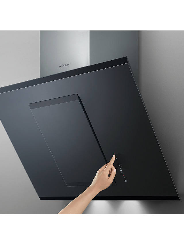 Buy Fisher & Paykel HT90GBH2 Angled Chimney Cooker Hood, Stainless Steel / Black Glass Online at johnlewis.com