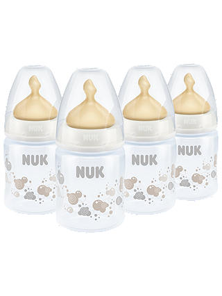 NUK First Choice+ Baby Bottle with Size 1 Latex Teat, 0-6 months, Pack of 4