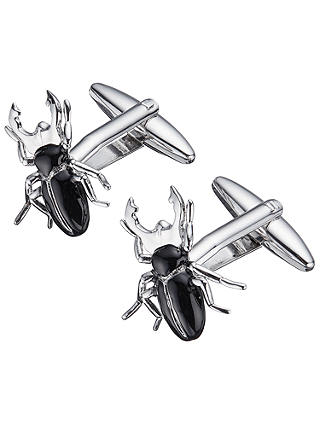 John Lewis & Partners Beetle Cufflinks, Black/Silver