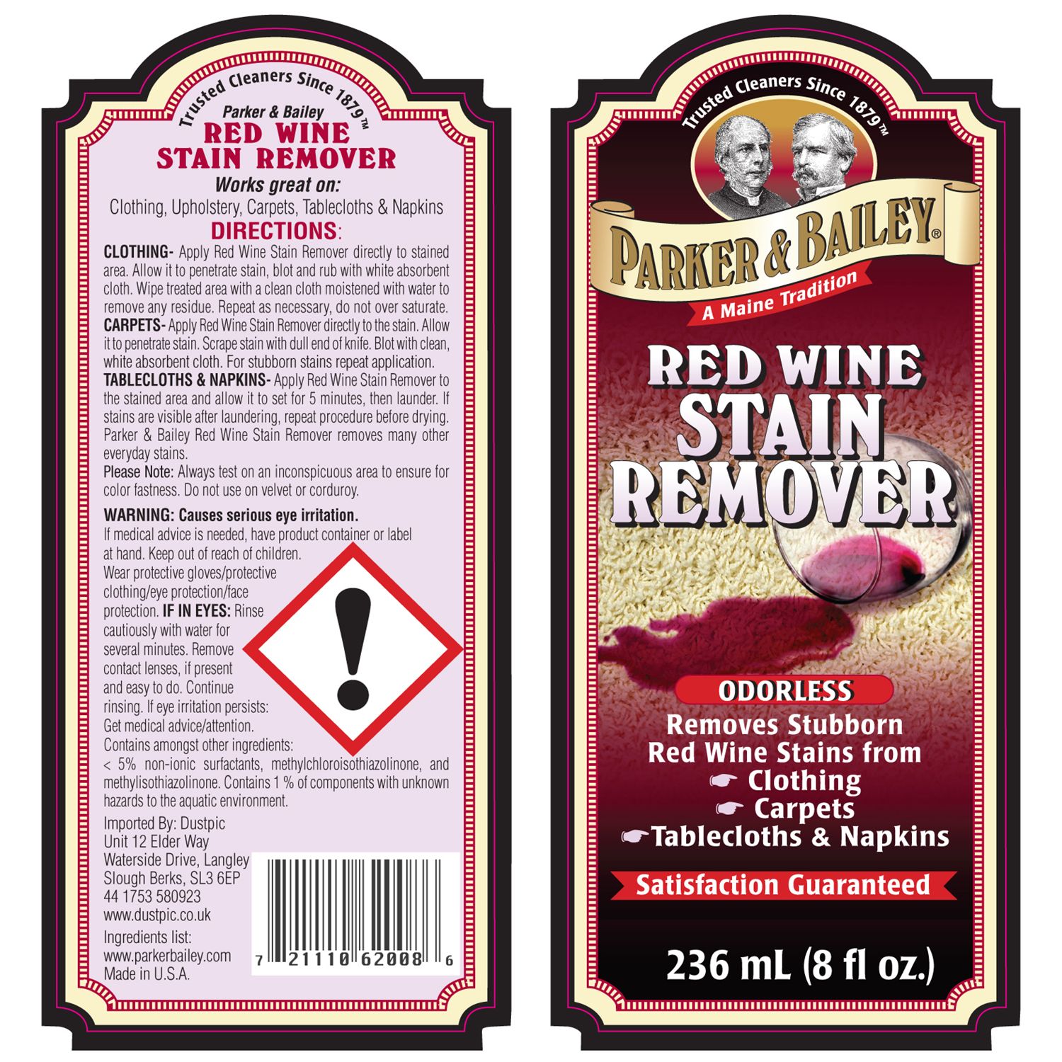 Parker Bailey Red Wine Stain Remover 236ml At John Lewis Partners   236624899alt2