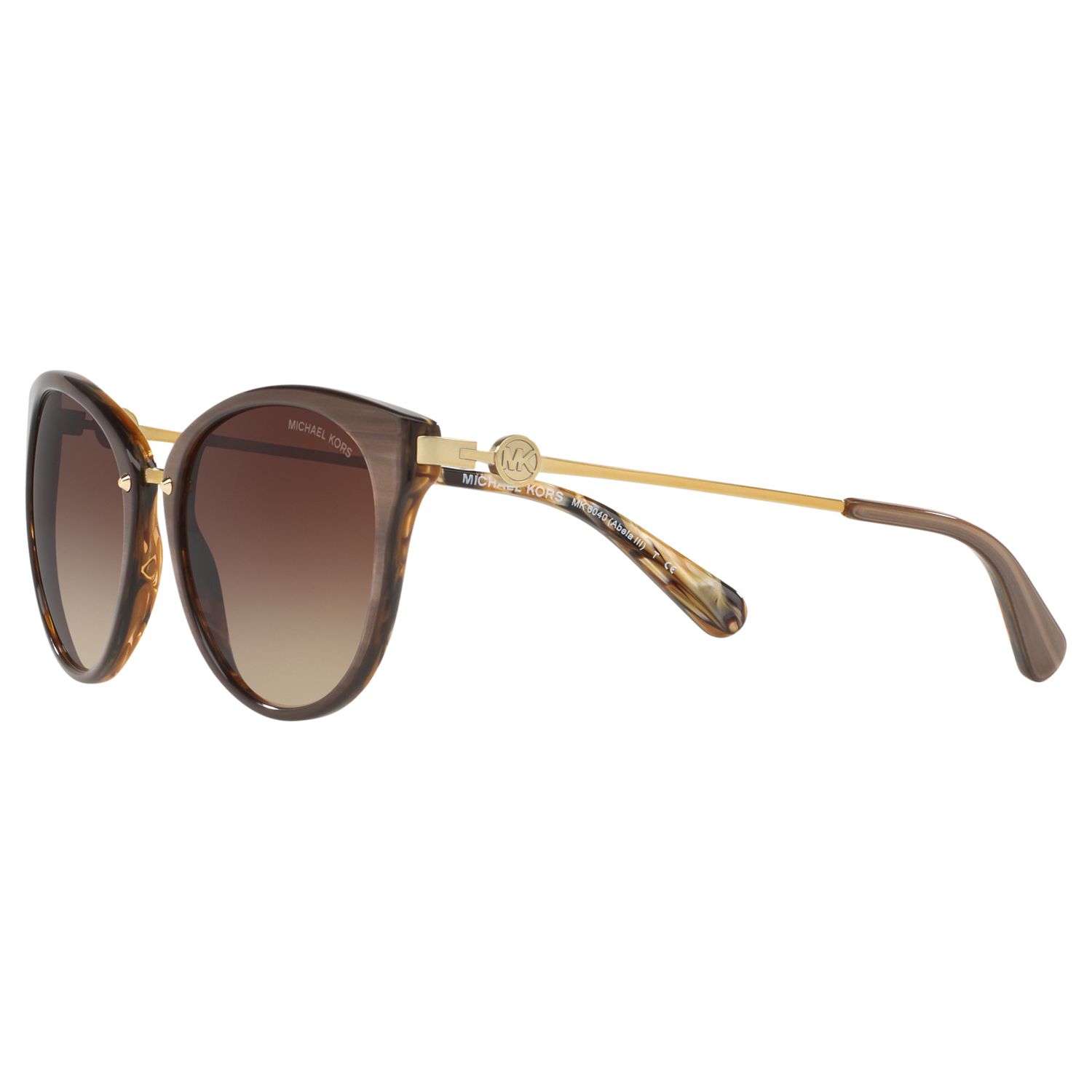 Buy Michael Kors MK6040 Abela III Round Sunglasses, Brushed Brown/Brown Gradient Online at johnlewis.com