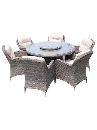 LG Outdoor Marseille 6 Seater Round Dining Set With Lazy Susan, Brown