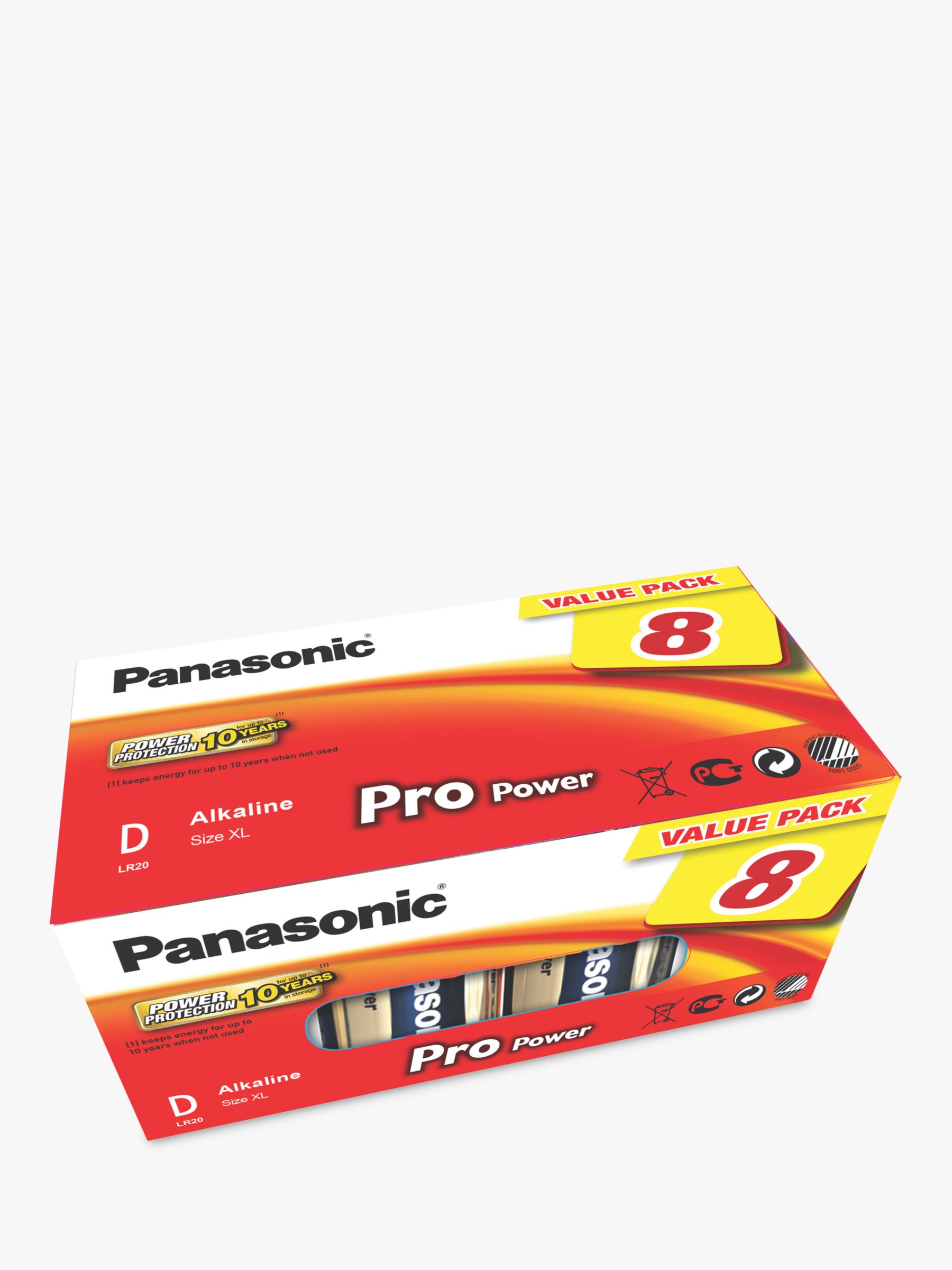 Panasonic Pro Power LR20 Alkaline D Battery, Pack of 8