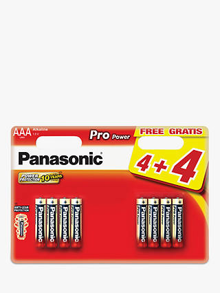 Panasonic Pro Power Alkaline AAA Batteries, Pack of 4 + 4 for Free