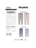 Simplicity Unisex Slim Fit Knit Joggers Sewing Pattern, 8268, A