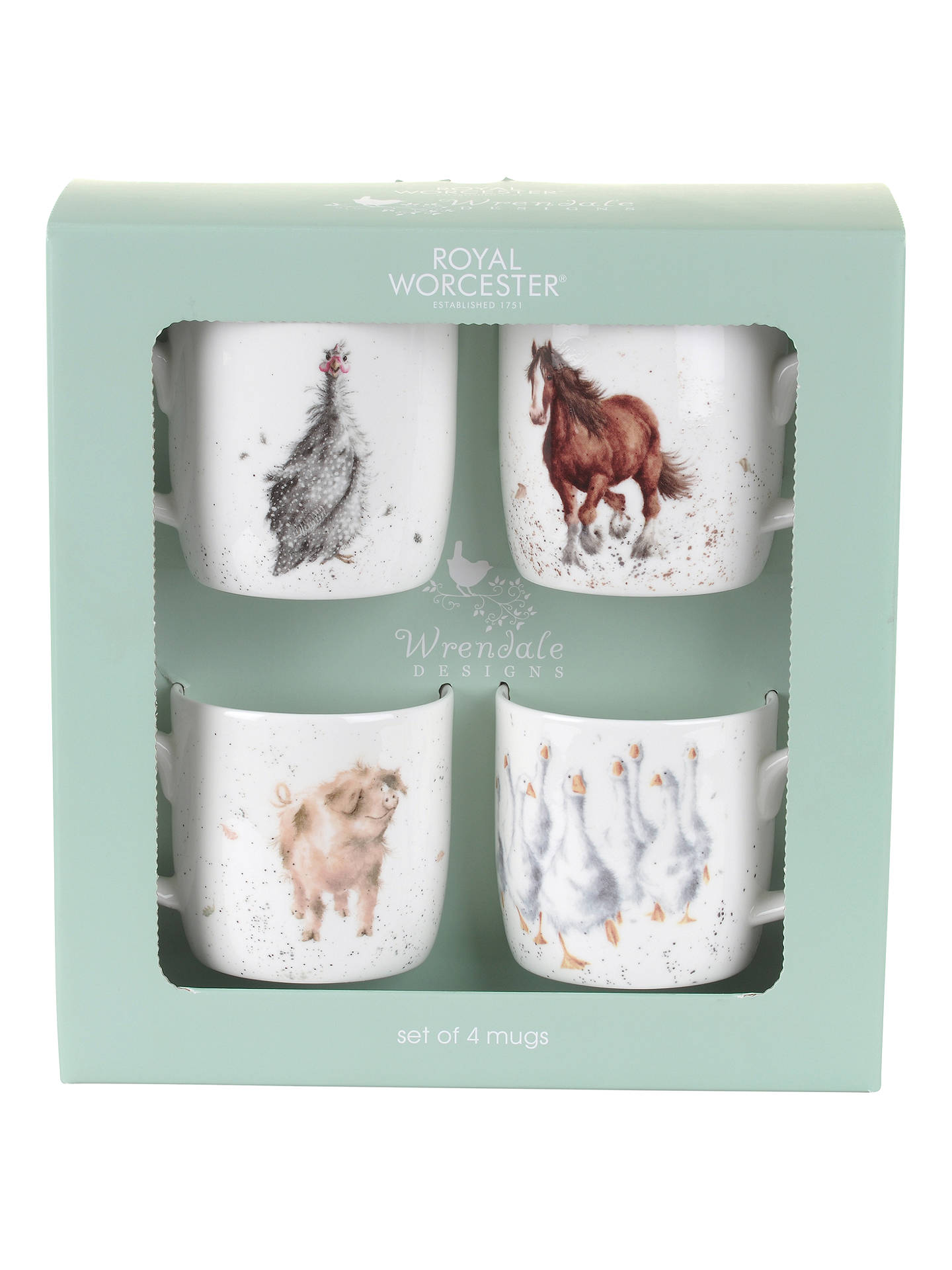 Wrendale Set of Four Animal Mugs