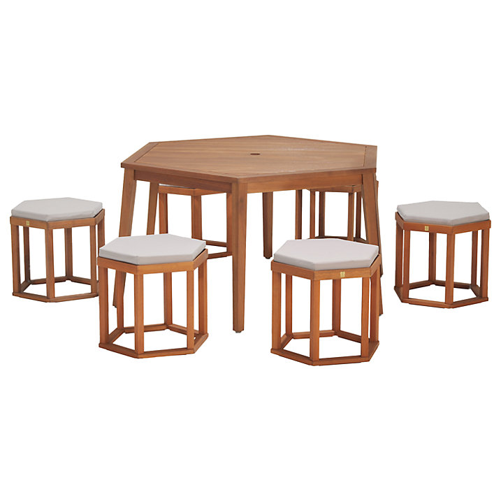 Buy John Lewis Venice 6-Seater Hexagonal Dining Table & Chairs Set, FSC-Certified (Eucalyptus), Natural Online at johnlewis.com