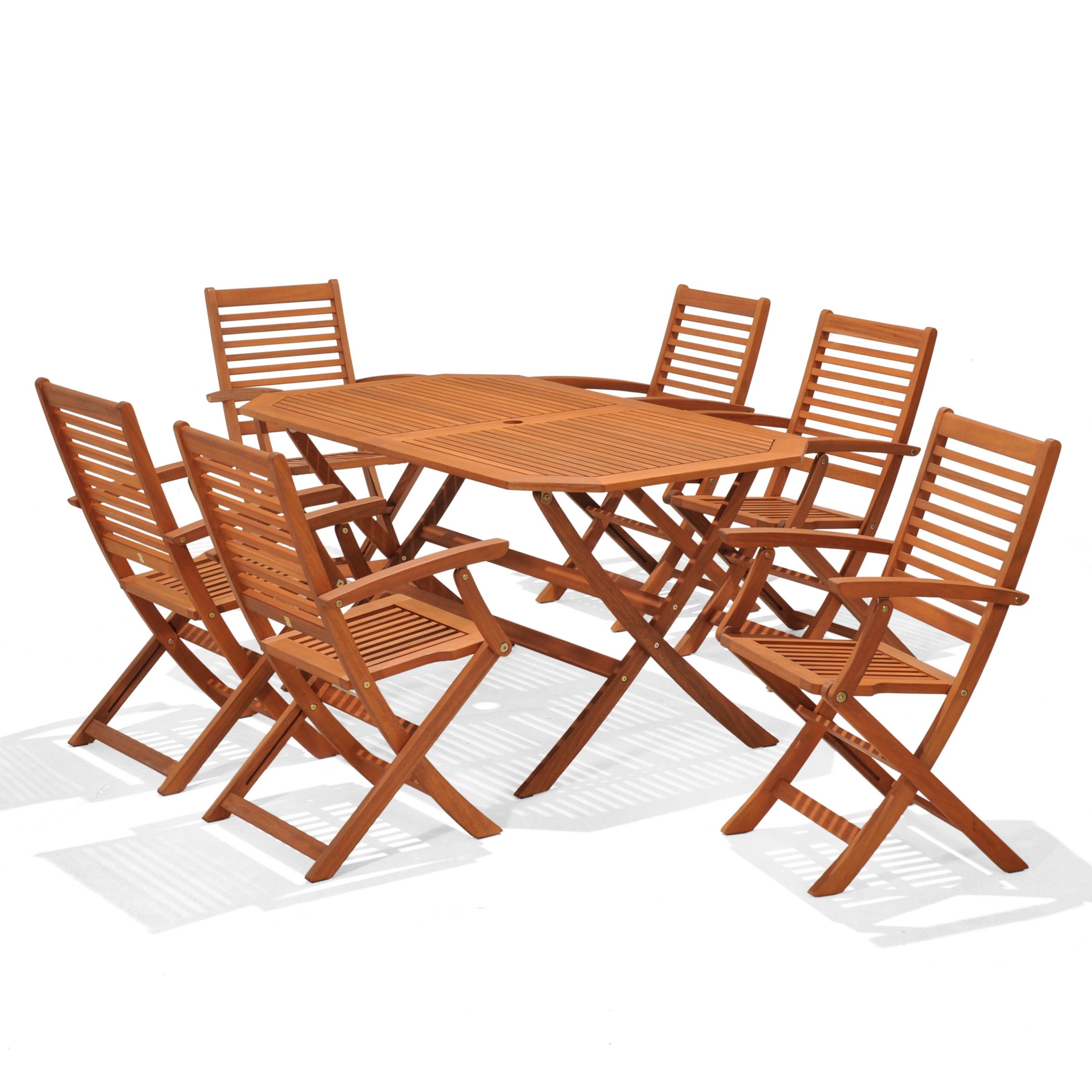 John Lewis & Partners Venice Garden Gateleg Table & 6 Folding Armchairs, FSC-Certified ...