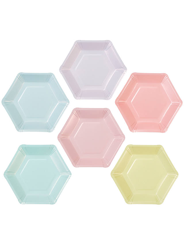 Multicolor. Talking Tables platos hexagonales ‘Party time.’ en 3 patrones diferentes Para cumpleaños 