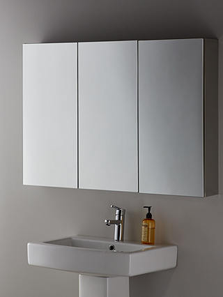 John Lewis Triple Mirrored Bathroom Cabinet, Silver