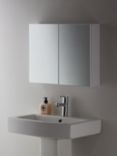 John Lewis & Partners Double Mirrored Bathroom Cabinet, White Metal