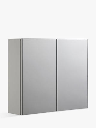 John Lewis & Partners Double Mirrored Bathroom Cabinet, White Metal