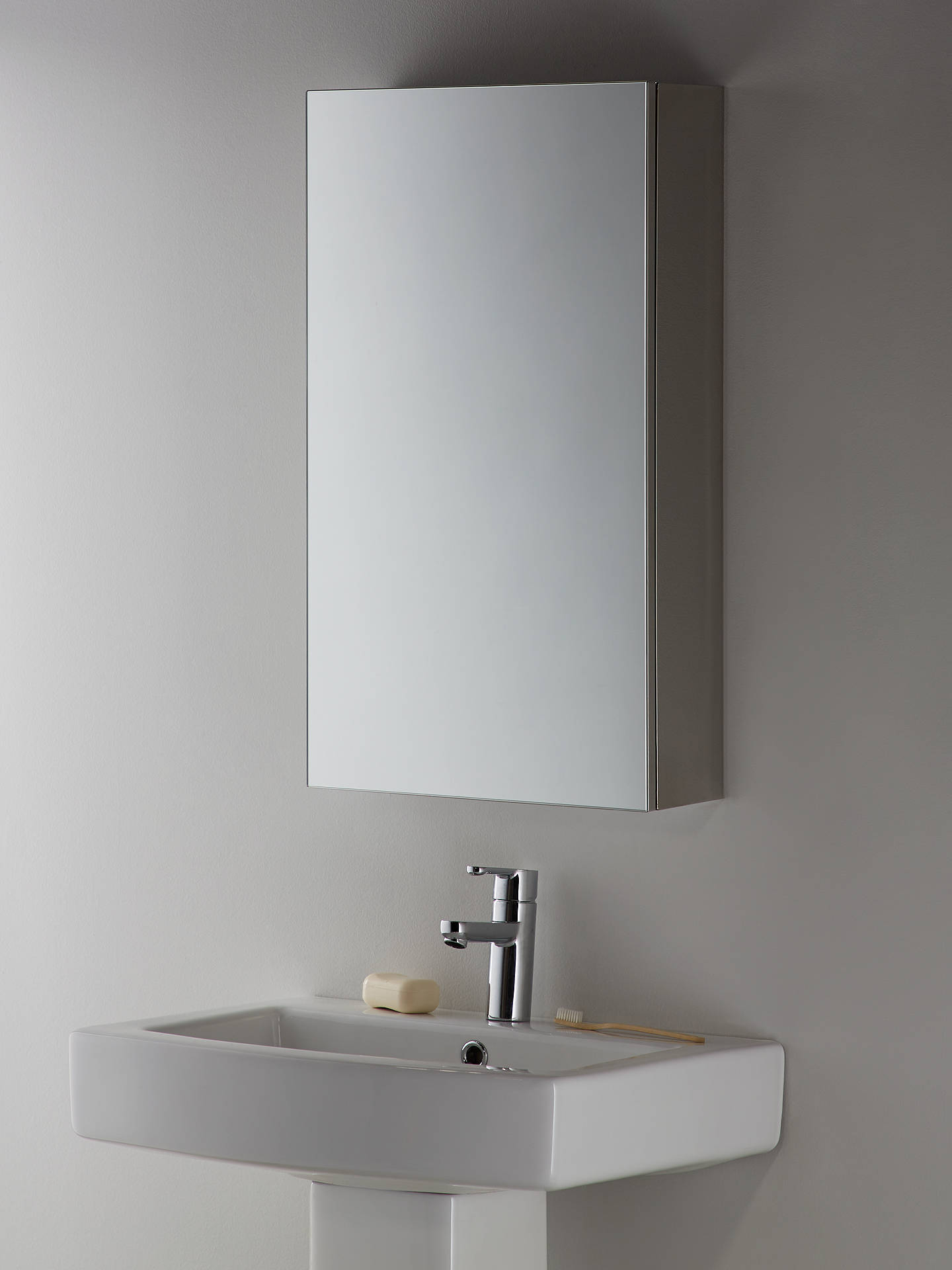 John Lewis & Partners Single Mirrored Bathroom Cabinet, Silver at John