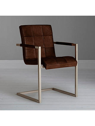 John Lewis Partners Classico Leather, Tan Leather And Metal Dining Chairs