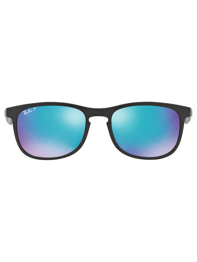 Ray-Ban RB4263 Polarised D-Frame Sunglasses, Shiny Black/Mirror Turquoise