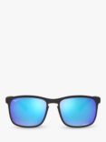 Ray-Ban RB4264 Men's Polarised Square Sunglasses, Matte Black/Mirror Blue